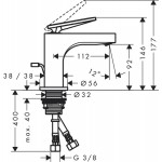 Смеситель для умывальника AXOR Citterio 90 Lever rhombic cut pop-up, хром (39001000)