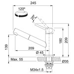 Смеситель для кухни Franke Orbit Pull Out, нержавеющая сталь (115.0569.461)