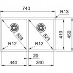 Кухонная мойка накладная Franke Box BXX 220/120-34-34, нержавеющая сталь (127.0370.188)