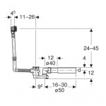 Сифон для ванны Geberit с поворотным механизмом и впускным штуцером, d52, длина 26 см (150.700.00.6)