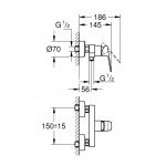 Смеситель для душа Grohe Cubeo, однорычажный, хром (1018240000)