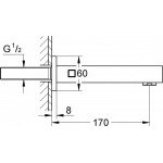 Излив для ванны Grohe Eurocube 170 мм, хром (13303000)