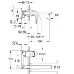 Смеситель для умывальника Grohe BauCurve S-Size, монтаж со стены, внешняя и внутренняя часть, хром (20288000)