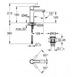 Смеситель для умывальника Grohe Lineare S-Size с донным клапаном, нержавеющая сталь (23106DC1)