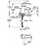 Змішувач для умивальника Grohe Eurosmart New S-SIZE, хром (23372002)