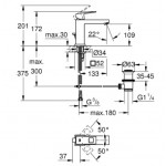 Смеситель для умывальника Grohe Eurocube M-Size с донным клапаном, сталь (23445DC0)