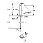 Змішувач для умивальника високий Grohe BauLoop New XL-Size без донного клапана, хром (23764001)