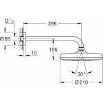 Верхний душ Grohe New Tempesta 210 с душевым кронштейном, хром (26411000)