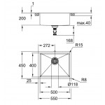 Кухонная мойка Grohe K700U 54x44, под столешницу, 1 чаша, матовая, нержавеющая сталь (31574SD1)