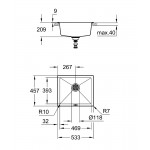 Кухонна мийка Grohe K700U 60-C 1 чаша 530x450мм, чорний граніт (31654AP0)