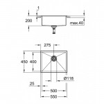 Кухонная мойка Grohe K-series K 700 60-S, 1 чаша 550х450 мм, нержавеющая сталь, матовая (31726SD0)