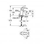 Смеситель для умывальника Grohe Eurosmart S-Size, хром, без донного клапана, хром (32467002)