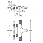 Смеситель термостатический для ванны Grohe Grohterm 1000 Performance, хром (34779000)