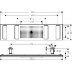 Верхній душ AXOR ShowerHeaven 1200х300 4jet з підсвічуванням 5000 K, хром (10629000)