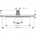 Верхній душ Hansgrohe Croma 280 1jet, хром (26220000)