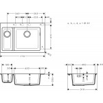 Мийка кухонна накладна Hansgrohe S510-F635 770х510 на 2 чаші 180/450, сірий (43315290)