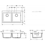 Мийка кухонна накладна Hansgrohe S510-F770 770х510 на 2 чаші 370/370, сірий (43316290)