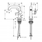 Змішувач для умивальника Hansgrohe Tecturis S 110 CoolStart з донним клапаном, чорний матовий (73323670)