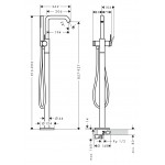 Смеситель для ванны напольный Hansgrohe Tecturis S, черный матовый (73440670)