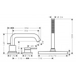 Смеситель для ванны Hansgrohe Tecturis S на 3 отверстия с sBox, черный матовый (73447670)