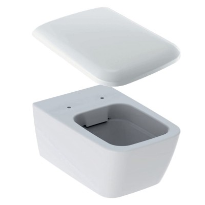 Унітаз підвісний Geberit iCon Square воронкоподібний, Rimfree,  з кришкою, білий (201950000+571910000)