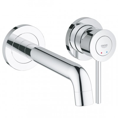 Смеситель для умывальника Grohe BauClassic, монтаж со стены, внешняя и внутренняя часть, хром (2029200C)