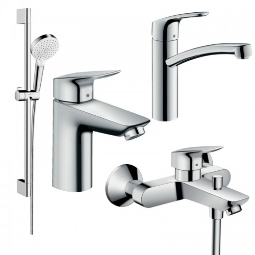 Набір змішувачів для ванни Hansgrohe EcoSmart Logis/Focus 100, хром (20200012)
