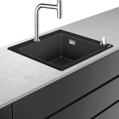 Кухонна мийка накладна Hansgrohe COMBI C51-F450-06 Сombi 560x510 Select, графіт, із змішувачем, хром  (43217000)