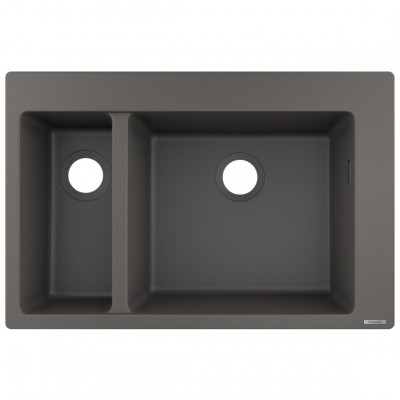 Мийка кухонна накладна Hansgrohe S510-F635 770х510 на 2 чаші 180/450, сірий (43315290)