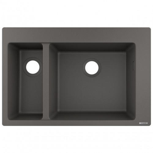 Мийка кухонна накладна Hansgrohe S510-F635 770х510 на 2 чаші 180/450, сірий (43315290)