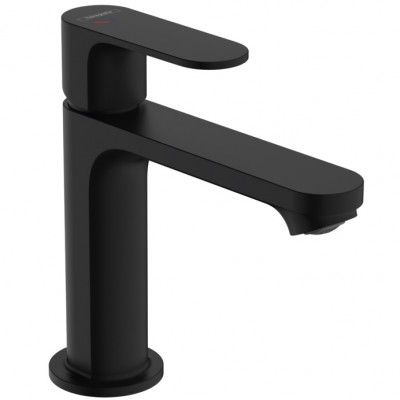 Смеситель для умывальника Hansgrohe Rebris S 110 Coolstart EcoSmart+ с донным клапаном pop-up, черный матовый (72588670)