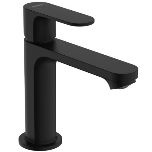 Смеситель для умывальника Hansgrohe Rebris S 110 Coolstart EcoSmart+ с донным клапаном pop-up, черный матовый (72588670)