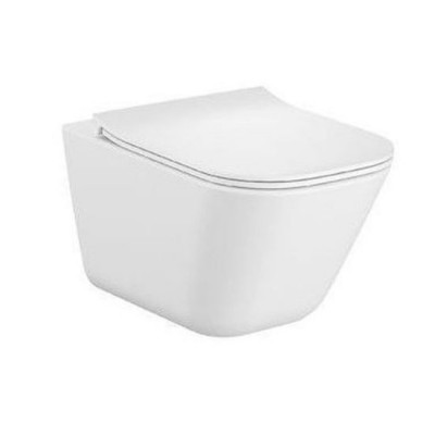 Унітаз підвісний Roca Gap Rimless Square Compacto із кришкою Slim, білий (A34H473000)