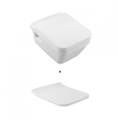 Унітаз підвісний Villeroy & Boch Omnia Architectura DirectFlush з кришкою SlimSeat, білий (5685R001+9M81S101)