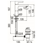 Смеситель для умывальника Nobili Lira с донным клапаном, графит (LR116118/1FL)